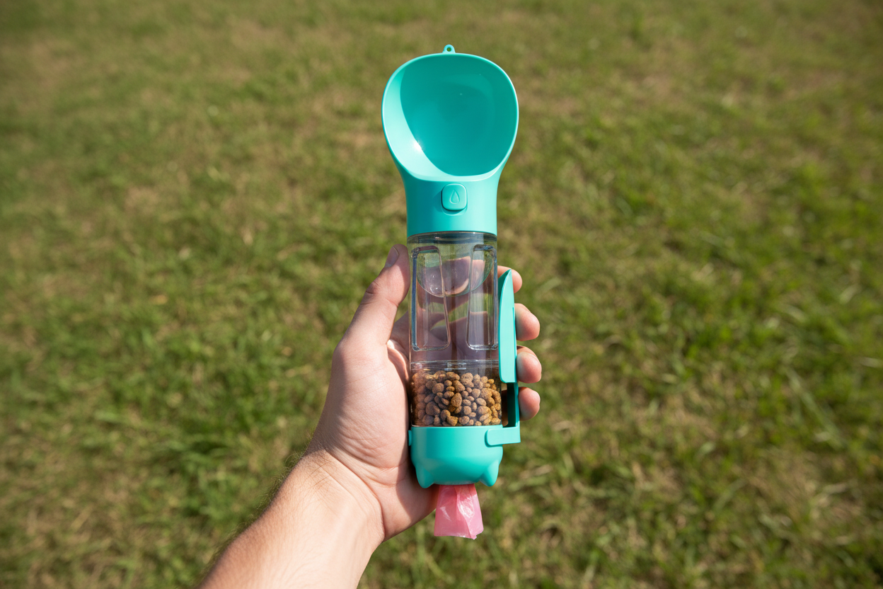 Férfi kéz tartja a PetPod-ot elkülönített rekeszekkel