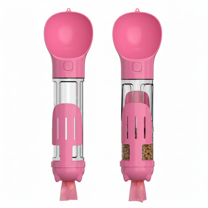 Rózsaszín kutyaetető és itatópalack