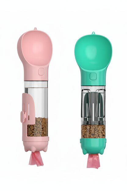 Rózsaszín és zöldeskék PetPod helyes tartályokkal